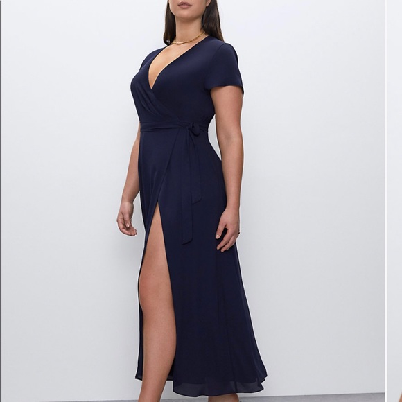 babaton slit wrap dress